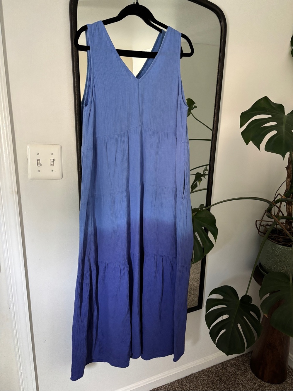 Marine Layer Corinne Blue Ombré Cotton Gauze Maxi Dress Size L - Picture 5 of 10